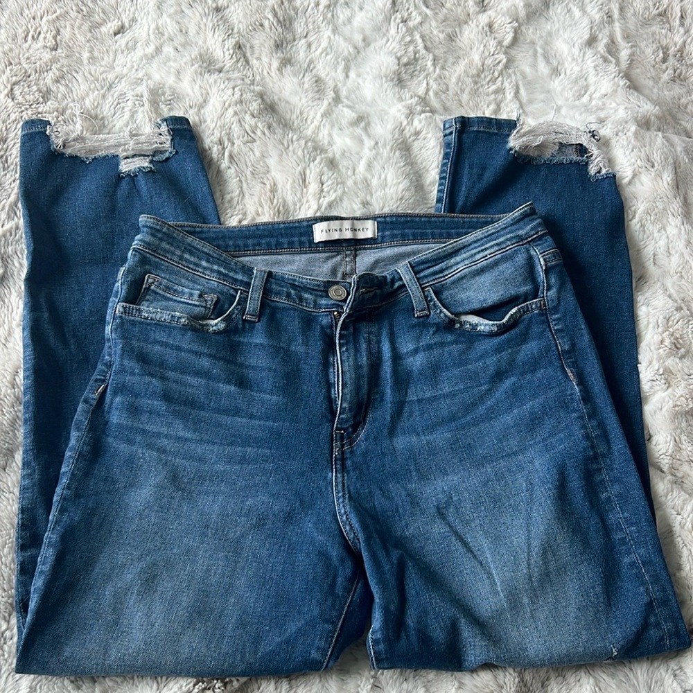 Flying monkey ripped straight jeans